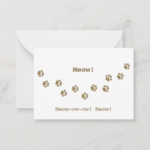 Brown Cat Paw Print Tracks Fun Customisable Card