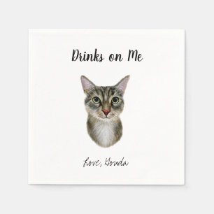 Brown Cat Wedding Cocktail Napkins