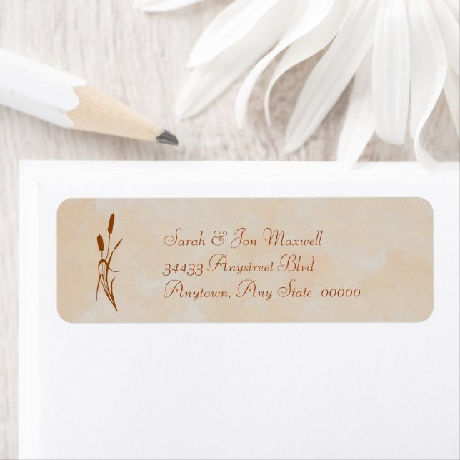 Brown Cattail Return Address Label (Insitu)