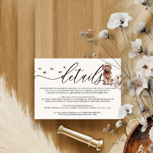 Brown Cavapoo puppy Dog Wedding Details RSVP Card