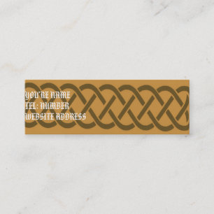 Brown Celtic knot on Yellow Mini Business Card