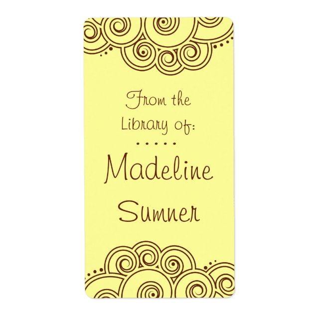 Brown Charming Swirls Bookplates (Front)