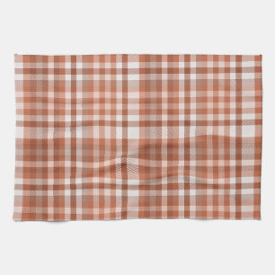 Brown checkers fall pumpkin spice colours autumn p tea towel