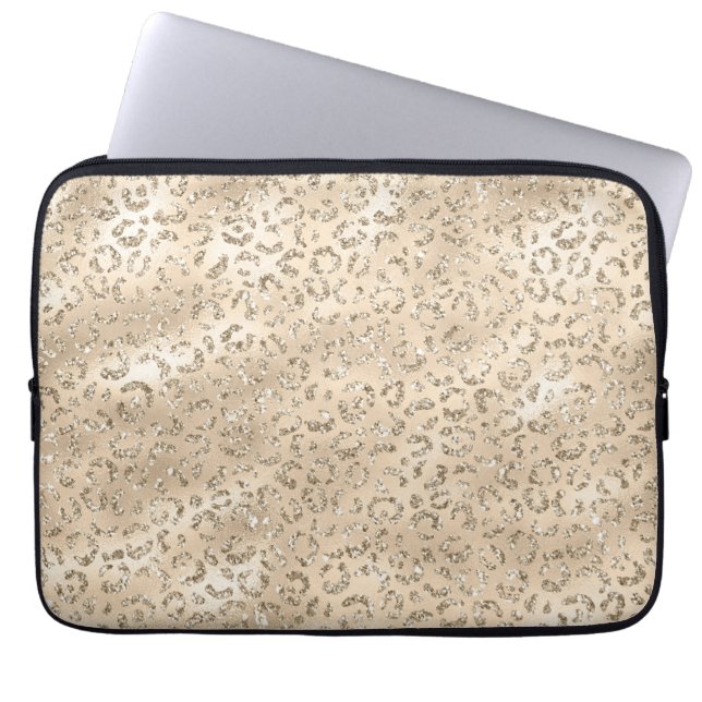 Brown Cheetah Leopard Skin Print Pattern Animal Laptop Sleeve (Front)