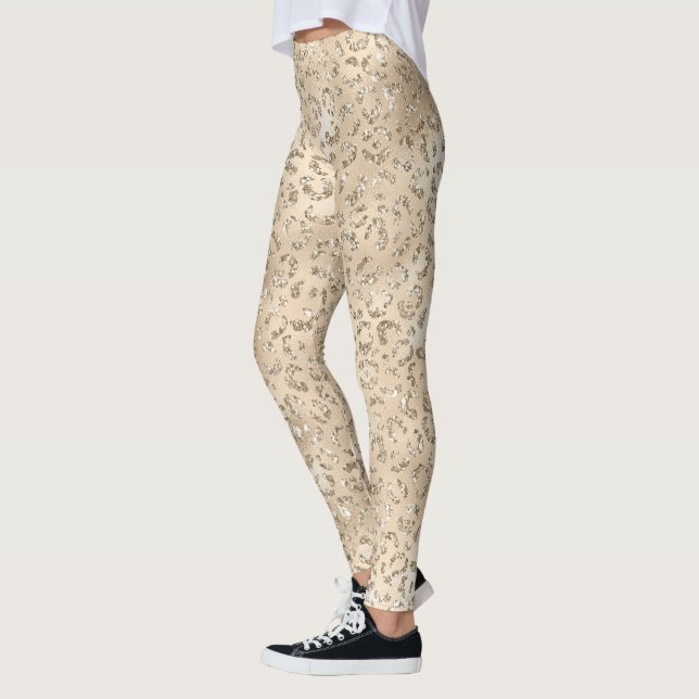 Brown Cheetah Leopard Skin Print Pattern Animal Leggings (Left)