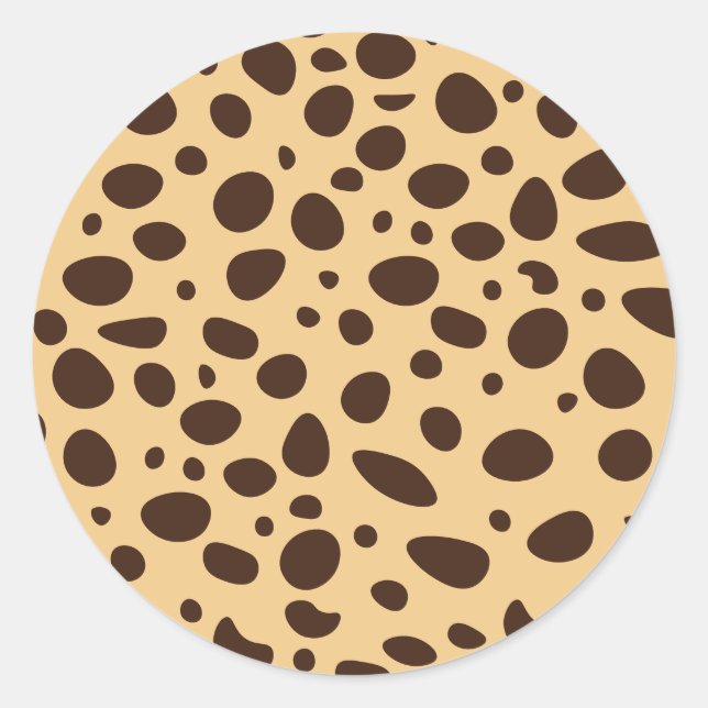 Brown Cheetah Print Classic Round Sticker (Front)