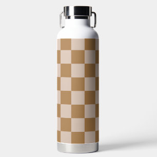 Brown Chequerboard Water Bottle