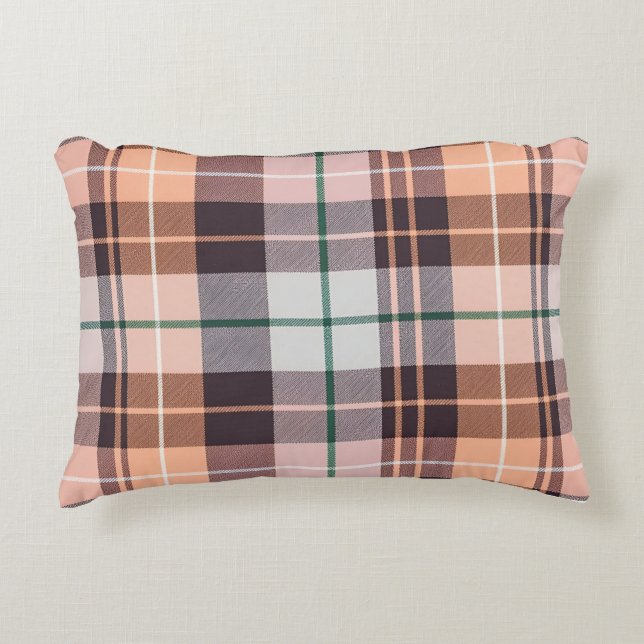 Brown chequered decorative cushion (Front)