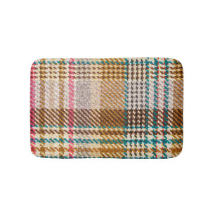Brown chequered fabric, Scottish wool. Bath Mat