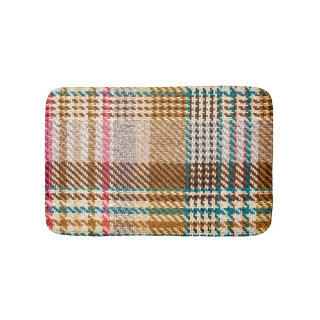 Brown chequered fabric, Scottish wool. Bath Mat (Front)