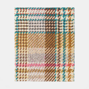 Brown chequered fabric, Scottish wool. Fleece Blanket