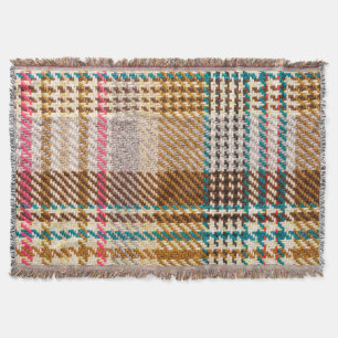 Brown chequered fabric, Scottish wool. Throw Blanket