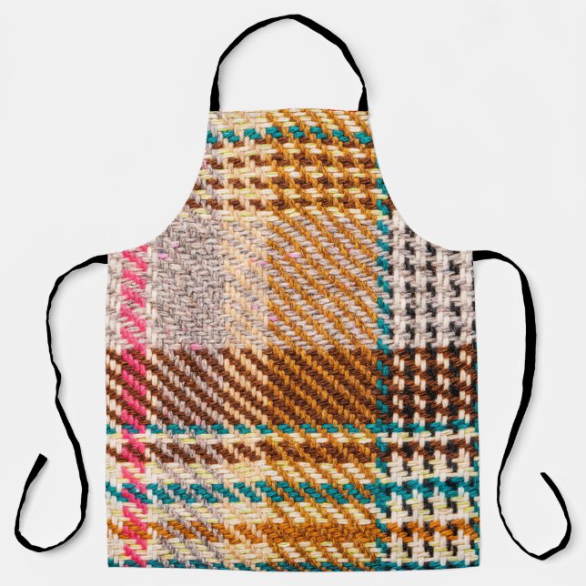 Brown chequered fabric with coloured threads. Scot Apron (Front)