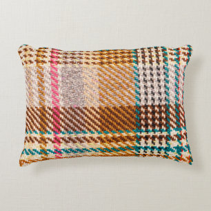 Brown chequered fabric with coloured threads. Scot Decorative Cushion