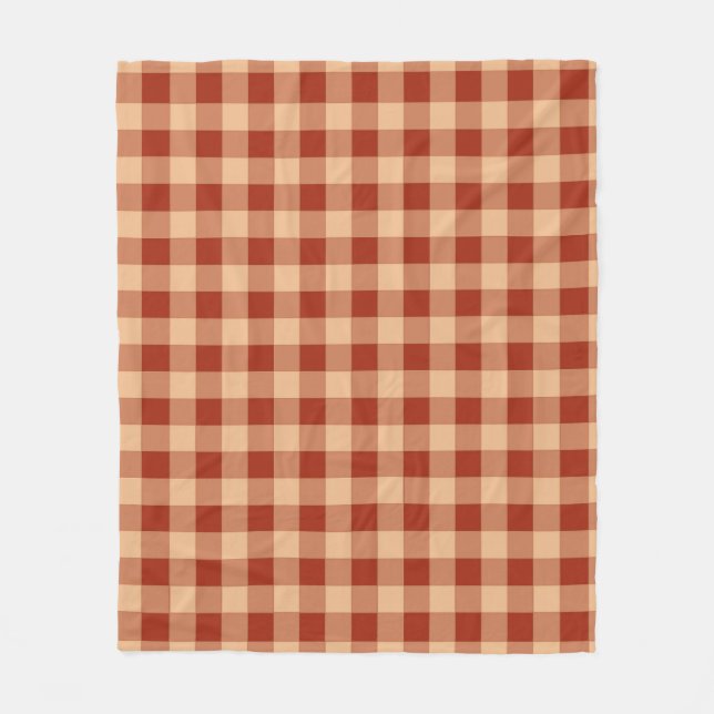 Brown Chequered Gingham Pattern Fleece Blanket (Front)