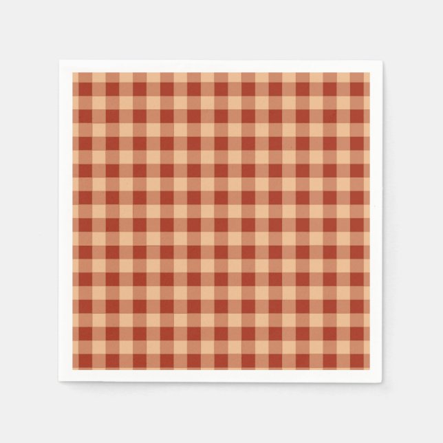 Brown Chequered Gingham Pattern Napkin (Front)