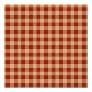 Brown Chequered Gingham Pattern Poster