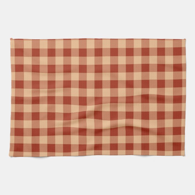 Brown Chequered Gingham Pattern Tea Towel (Horizontal)