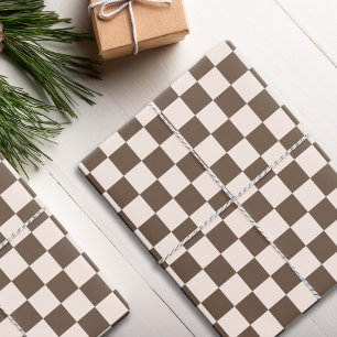 Brown Chequered Pattern Wrapping Paper Sheet