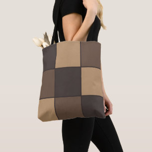 Brown Chequered Tote Bag