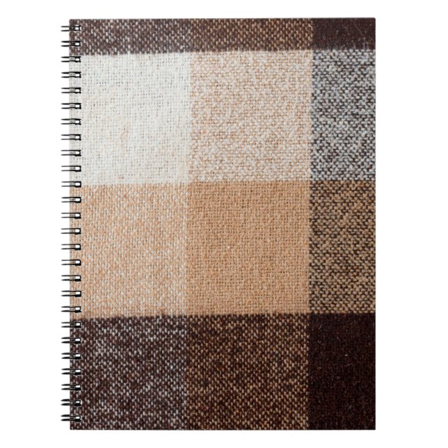 Brown chequered wool plaid fabric texture. tartan  notebook (Front)