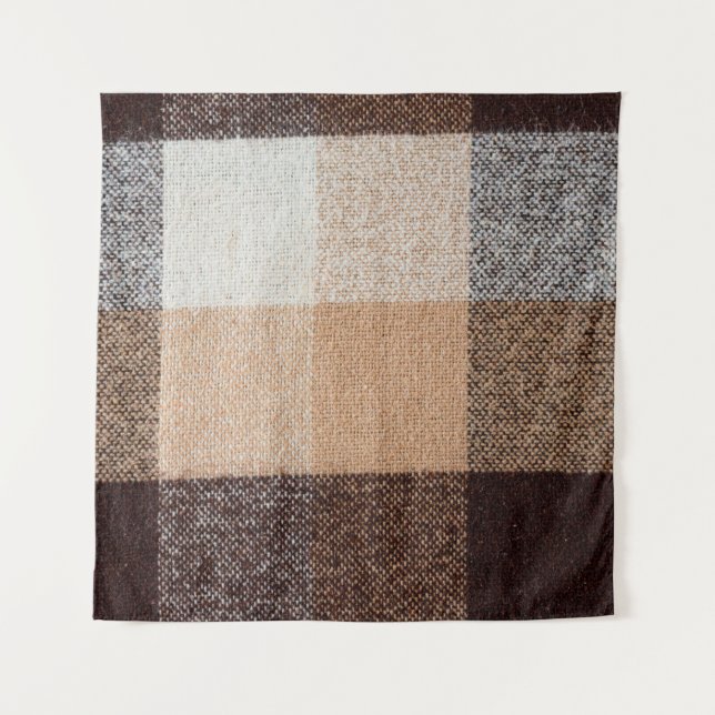 Brown chequered wool plaid fabric texture. tartan  tapestry (Front)