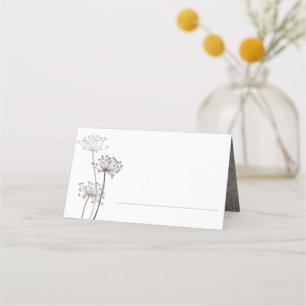 Brown chervil inked art flower heads wedding place card