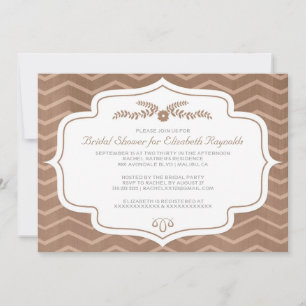 Brown Chevron Bridal Shower Invitations