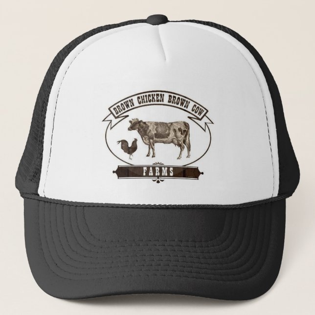 Brown Chicken Brown Cow Farms Trucker Hat (Front)
