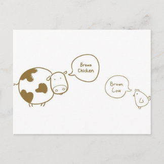 brown chicken brown cow postcard