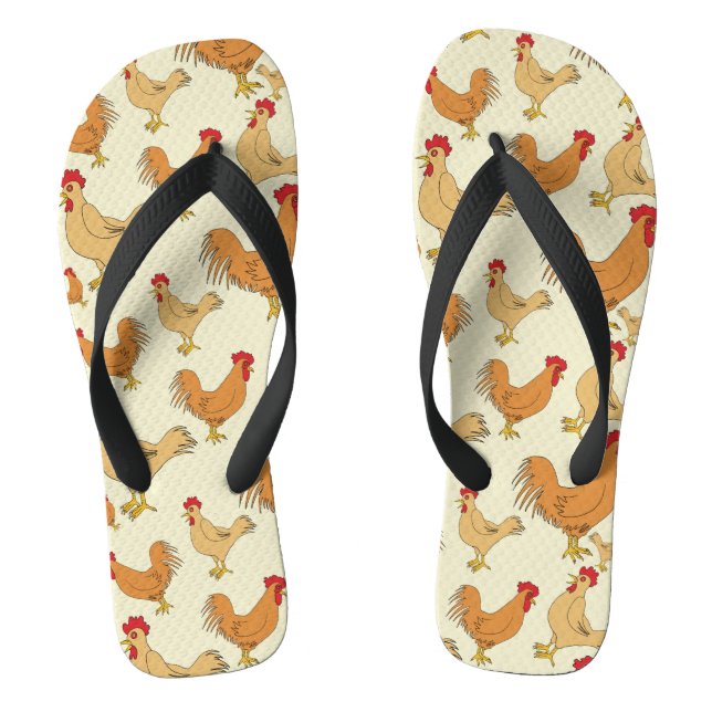 Brown Chicken Design Pattern Thongs (Footbed)