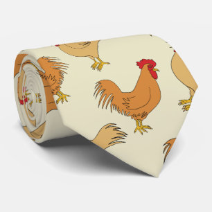 Brown Chicken Design Pattern Tie