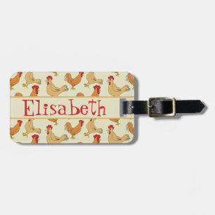 Brown Chicken Design Personalise Luggage Tag
