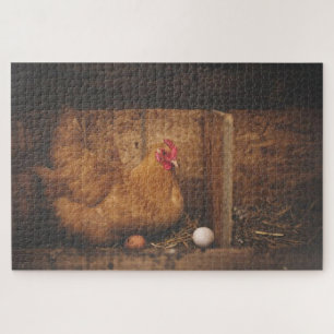 Brown chicken laying eggs jigsaw puzzle