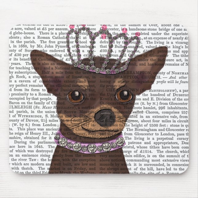 Brown Chihuahua And Tiara Mouse Pad (Front)