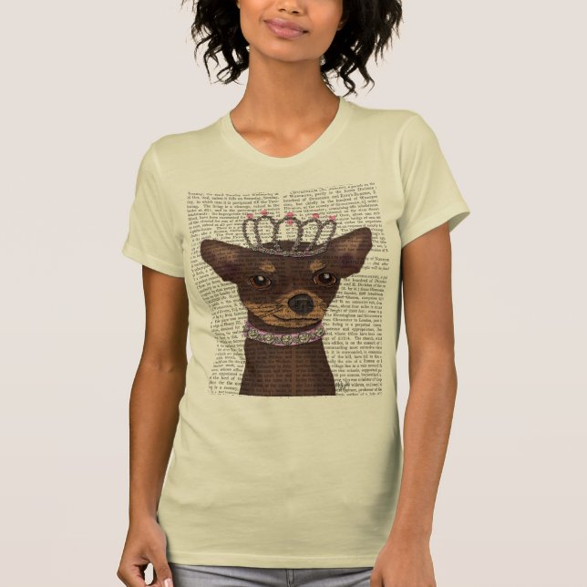 Brown Chihuahua And Tiara T-Shirt (Front)