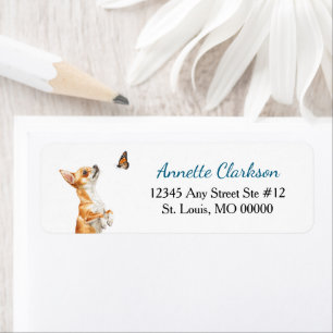 Brown Chihuahua Dog Butterfly Wonder Return Address Label