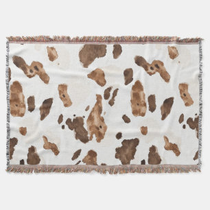 Brown Chocolate Cream Animal Cow Print Throw Blanket