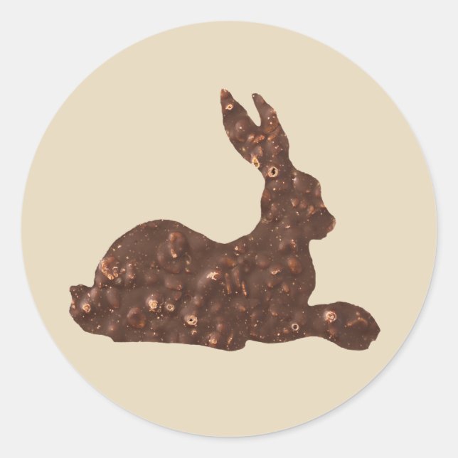 Brown Chocolate Rabbit Round Sticker,Easter Classic Round Sticker (Front)