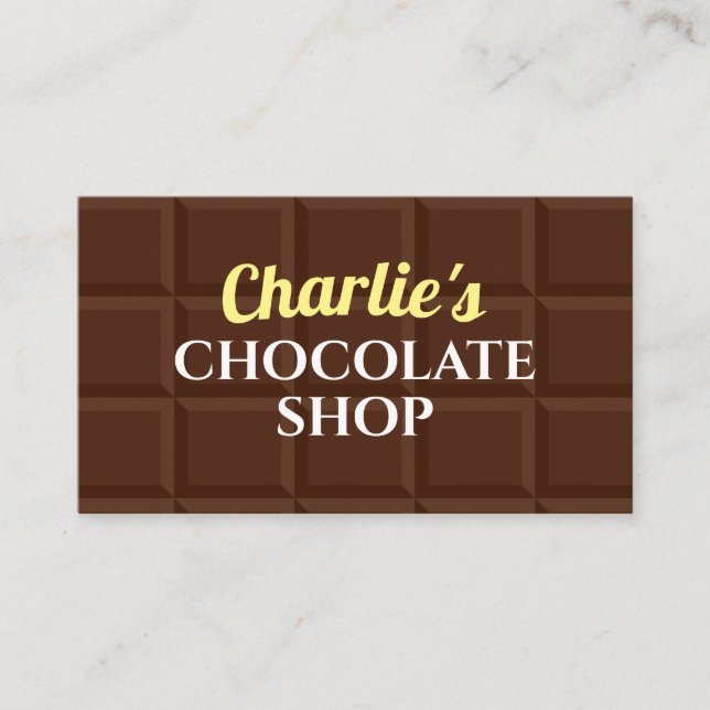Brown chocolate shop business card template design (Front)