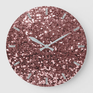 Brown Chocolate Sparkly Glitter Silver Grey Large Clock
