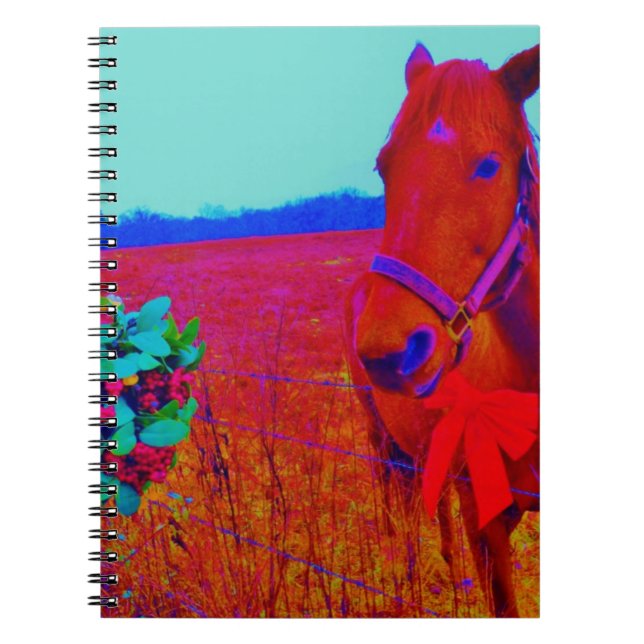 Brown Christmas coloured Horse  : add name Notebook (Front)