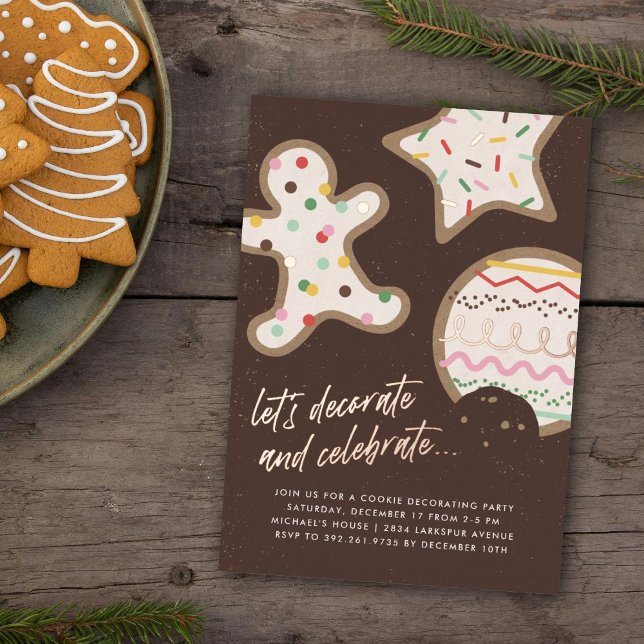 Brown Christmas Cookie Decorating Party Invitation (Creator Uploaded)