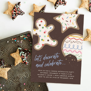 Brown Christmas Cookie Decorating Party Invitation