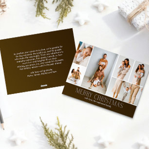 BROWN Christmas Elegant 6 Collage Photo message Holiday Card