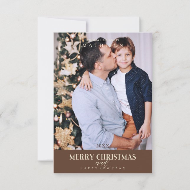 Brown Christmas Modern Sophisticated Photo Family (Front)