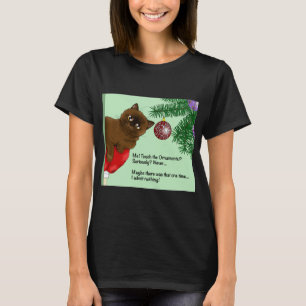 Brown Christmas Ornament Cat   T-Shirt