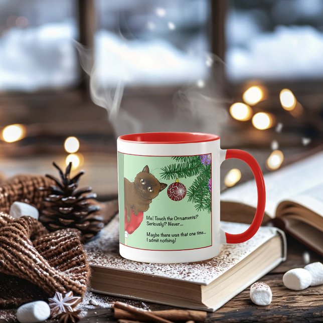 Brown Christmas Ornament Funny Cat Mug (Creator Uploaded)