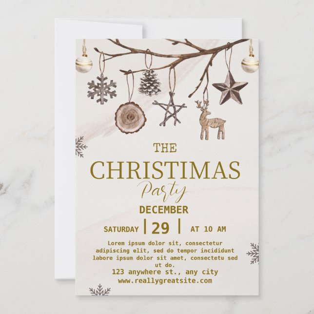 brown Christmas party invitation  (Front)