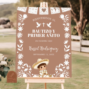 Brown Cielito Lindo Baptism & 1st Birthday Welcome Poster
